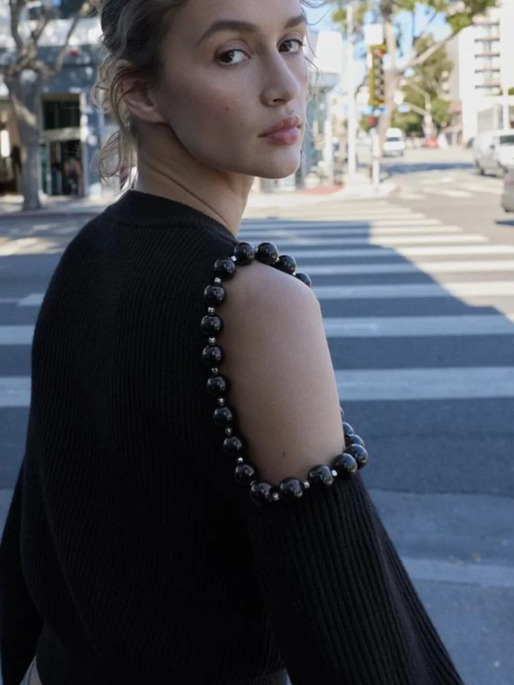 BNWT ZARA WOMAN KNIT CUT OUT BALLS JUMPER SWEATER BLACK SMALL